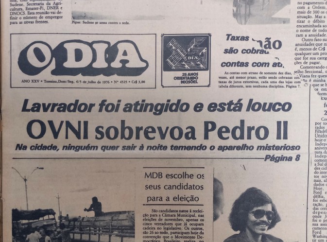 Acervo amplia história do 'chupa-chupa' no Norte brasileiro com antecedentes de OVNIs no Piauí 2 Reprodução - reportagem 'O Dia' de 4 de julho de 1976
