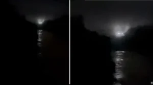 Suposto fenômeno aéreo não identificado filmado sobre a Ponte dos Marquete, em Santa Terezinha, Santa Catarina (Crédito: Cleberson Steiger / Instagram/@Ovniologia)