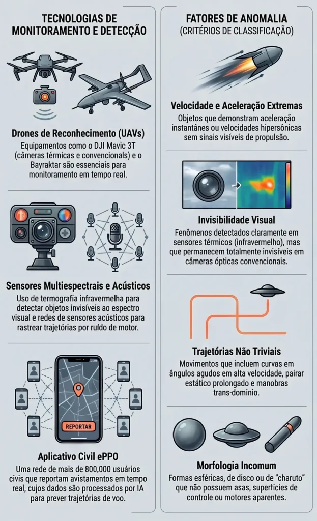 Monitoramento da Ucrânia de fenômenos aéreos não identificados vira exemplo para os EUA 4 Redes de informacoes sensores militares e colaboracao civil auxiliam o monitoramento de anomalias diagrama NotebookLM