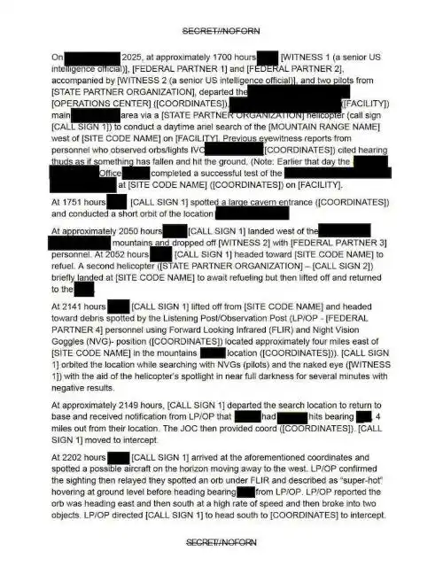 Operação secreta teria atraído orbes em base militar dos Estados Unidos 2 usper statement redacted