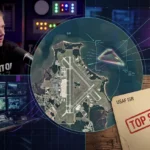 Ex-analista de inteligência da Força Aérea dos EUA, Dylan Borland, detalhou experiência direta com triângulo voador (montagem gerada com IA)