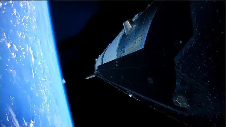 T+05:46: a provável pluma já era visível (Reprodução/Live SpaceX no X.com)